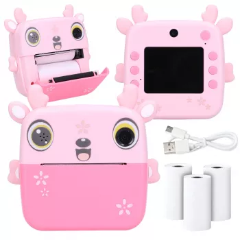 Extralink set | thermische printer EPP-005 roze + thermisch papier 3 rollen | fawn
