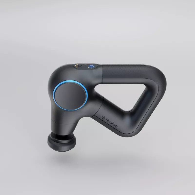 Therabody Theragun Prime Plus massageapparaat borst, hand, benen zwart, blauw