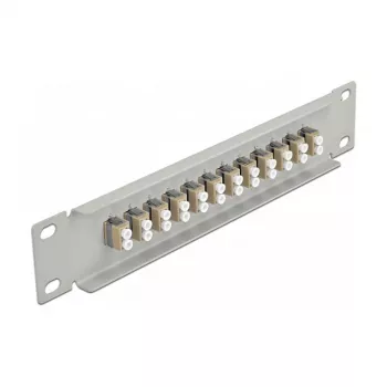 Glasvezel patchpaneel DeLOCK 10 inch 12 poorten LC duplex beige 1U grijs