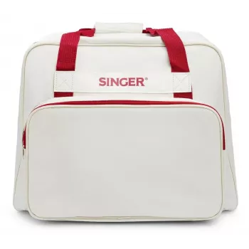 Draagkoffer SINGER 25010000204 opbergruimte voor draagbare naaimachines, crème en rood, licht met handgreep