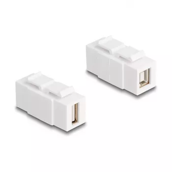Keystone-module DELOCK USB 2.0 Type-A-bus naar Type-B-bus, plat, wit, 16,8 × 40 × 22,1 mm