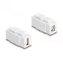 Keystone-module DELOCK USB 2.0 Type-A-bus naar Type-B-bus, plat, wit, 16,8 × 40 × 22,1 mm