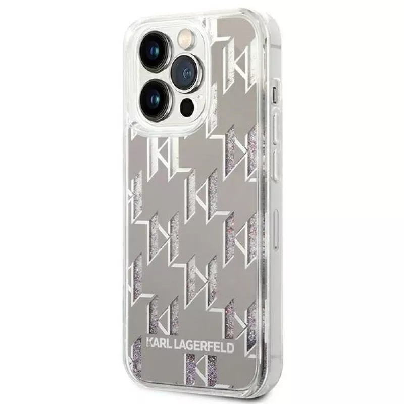 Karl Lagerfeld KLHCP14XLMNMS iPhone 14 Pro Max 6.7 hardcase zilver / zilver Liquid Glitter Monogram