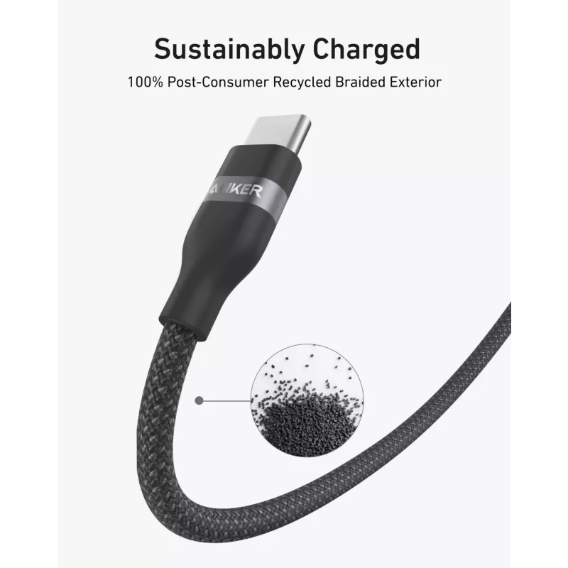 USB-C naar USB-C kabel Anker A82E2 — 0,9 m, USB C naar USB C, zwart