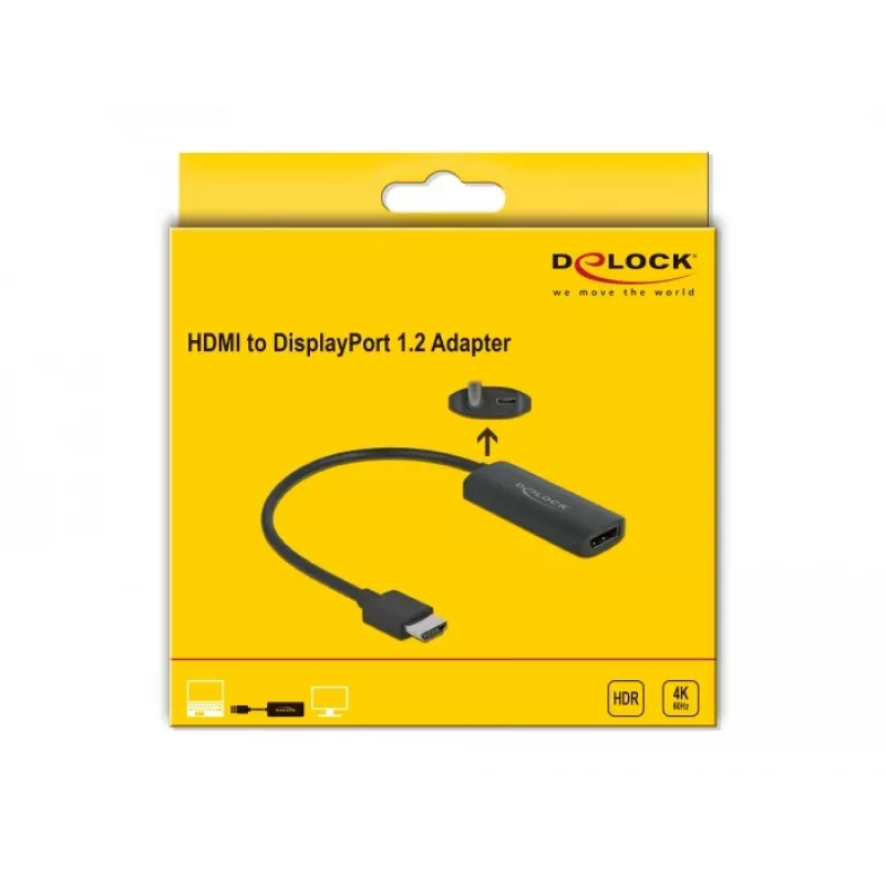 Adapter HDMI-A stekker naar DisplayPort bus 4K 60 Hz DeLOCK 63206