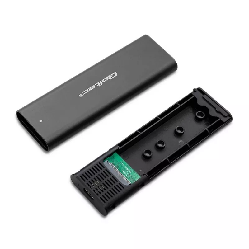 Qoltec 50312 M.2 NVMe SSD-behuizing, USB Type-C, zwart