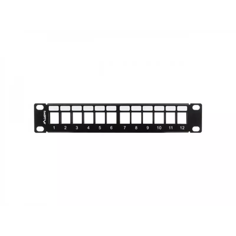 Lanberg PPKS-9112-B Leeg patchpaneel 12 poorten 1U 10 inch met Keystone-organizer, zwart