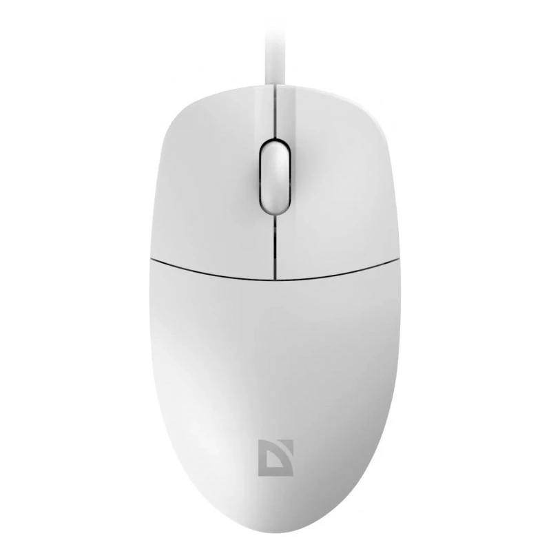 Bedrade muis DEFENDER AZORA MB-24 — ambidextreuze optische USB-muis, 1200 dpi, 3 resolutiemodi, wit, 109×86×34 mm