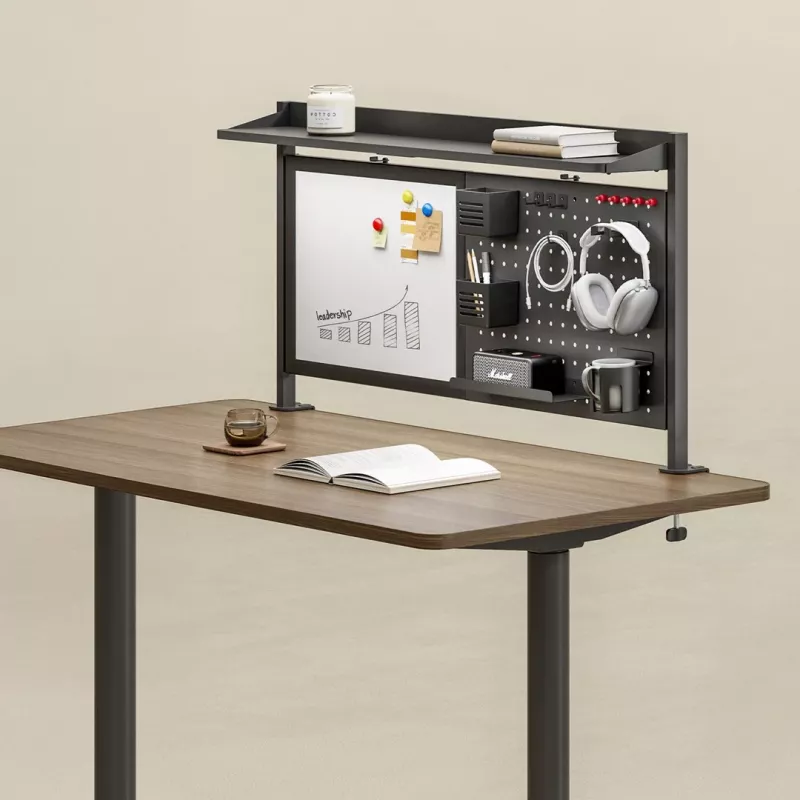 Ergo Office bureau-scheidingswand / organizer, max. belasting 10 kg, whiteboard, breedte 1116 mm, zwart, ER-301 B