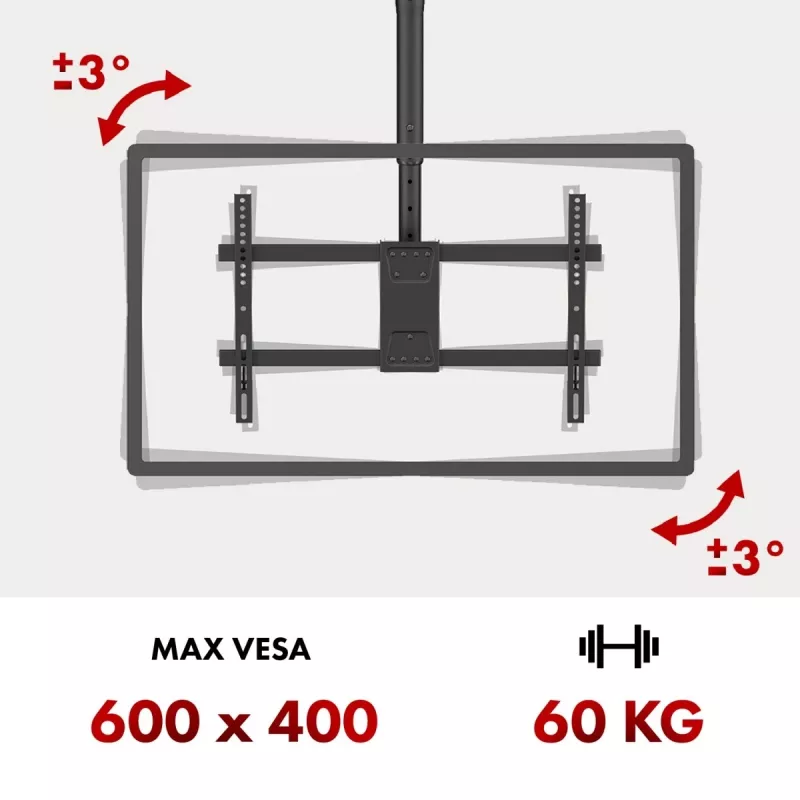 Plafond-tv-beugel MACLEAN MC-112B, max. draaglast 60 kg, kantelbaar en draaibaar