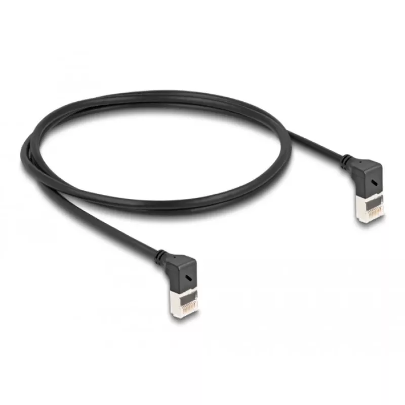 Netwerkkabel DeLOCK RJ45 Cat.6A S/FTP slank 90° omhoog 1m zwart