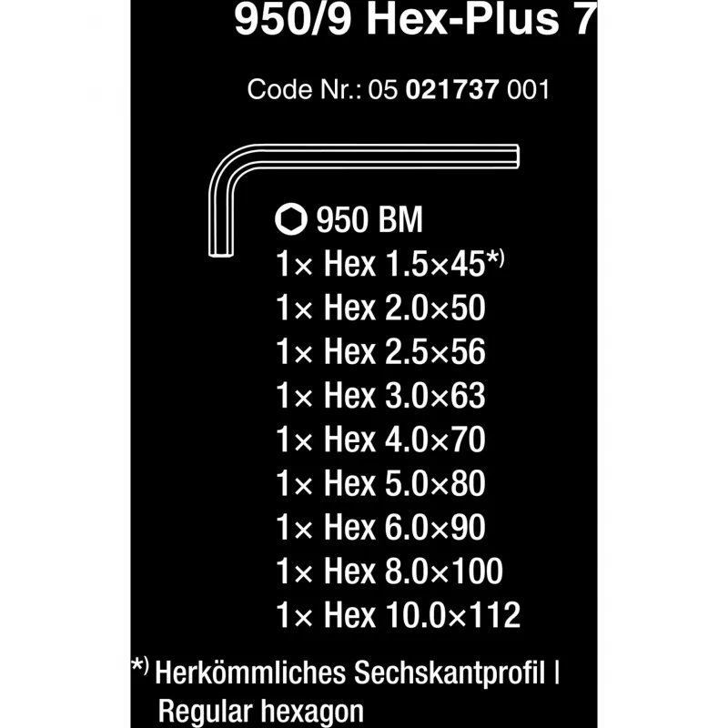 L-vormige inbussleutelset Wera 05021737001