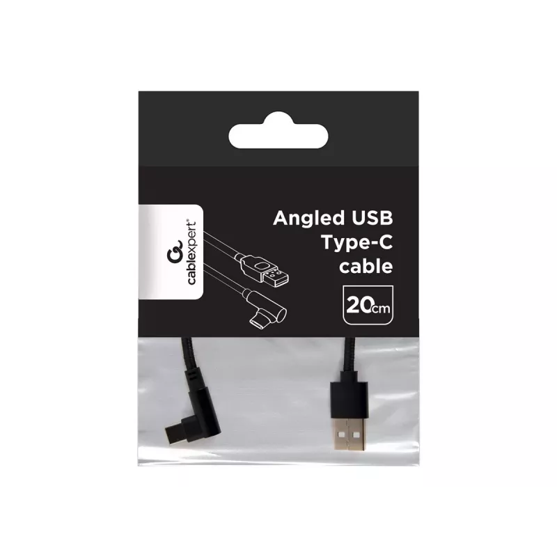 Kabel USB 2.0 naar USB-C haaks / CC-USB2-AMCML-0,2M GEMBIRD