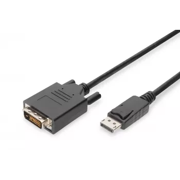 ASM AK-340301-030-S ASSMANN kabel Displayport 1.1a met vergrendeling Type DP/DVI-D (24+1) M/M zwart 3m