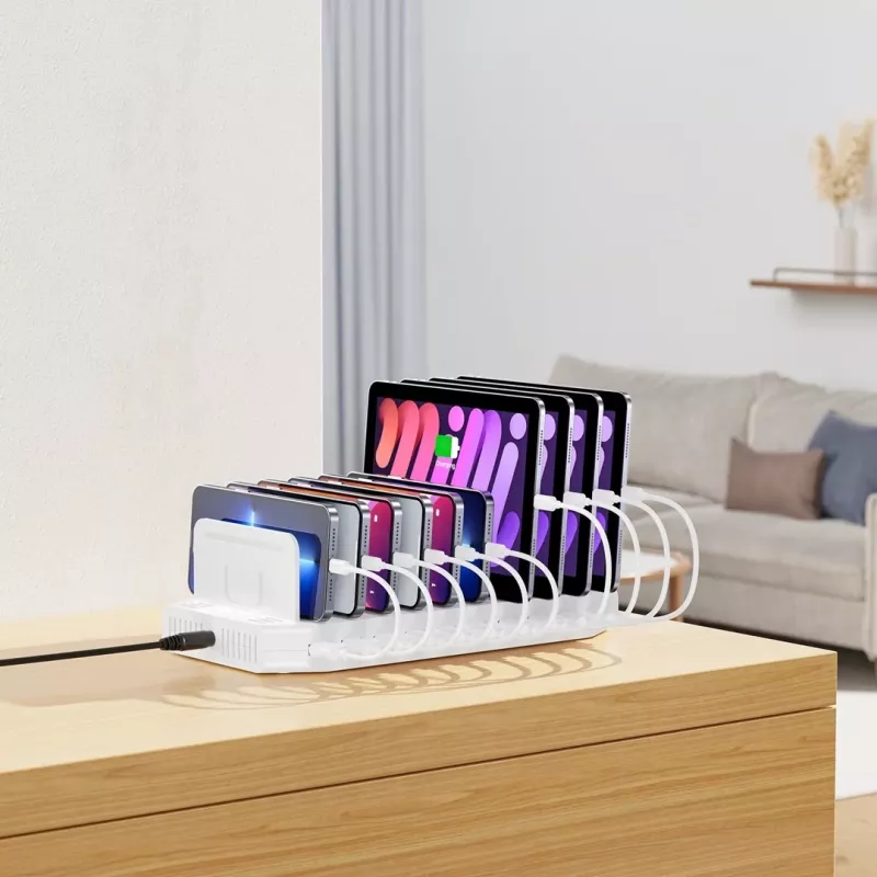 Unitek oplaadstation 10x USB 2.4A 60W wit