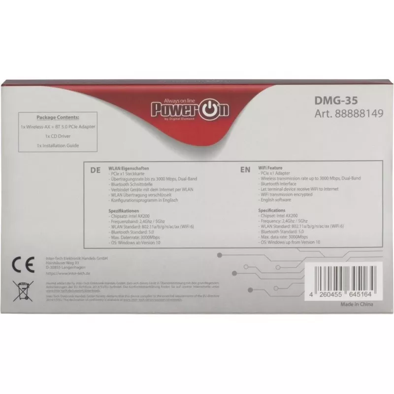 Inter-Tech DMG-35 WLAN / Bluetooth 3000 Mbit/s ingebouwd (88888149)