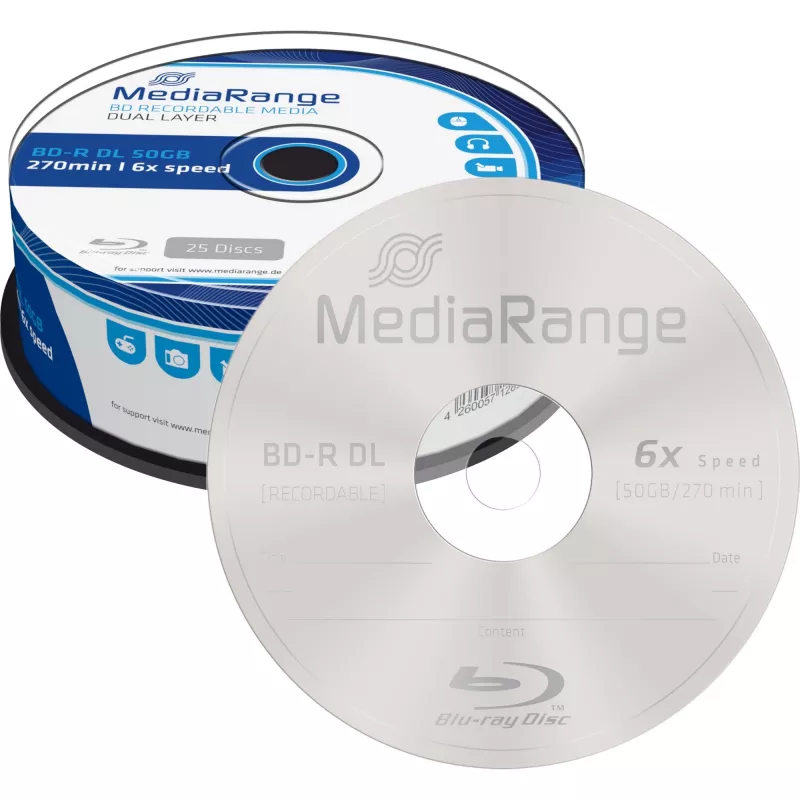 BD-R DL MediaRange MR508 50 GB 25 stuks