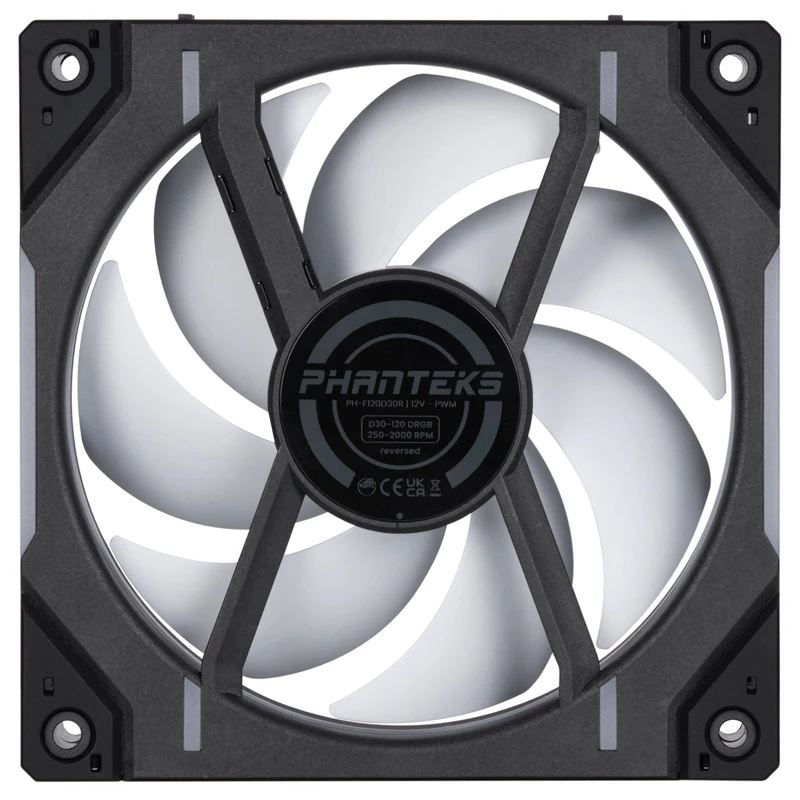 Phanteks D30-120 PWM Reverse Airflow D-RGB behuizingsventilatoren, 120 mm, zwart, 3-pack