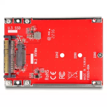 DeLOCK 2,5-inch converter U.3 SFF-8639 naar M.2 NVMe Key M 7 mm rood