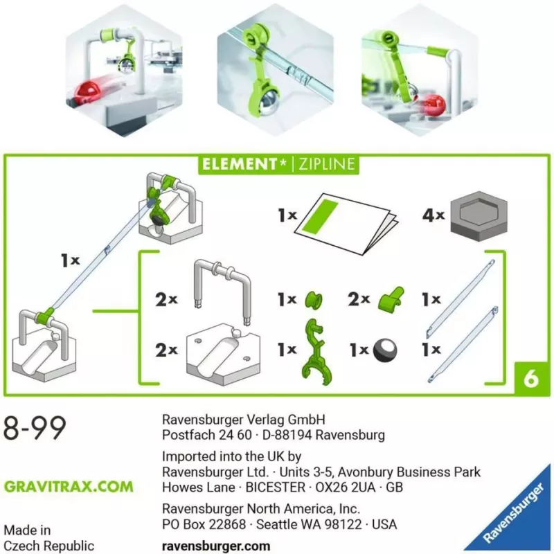Ravensburger GraviTrax element zipline accessoire voor activiteit-behendigheidsspeelgoed (27472)