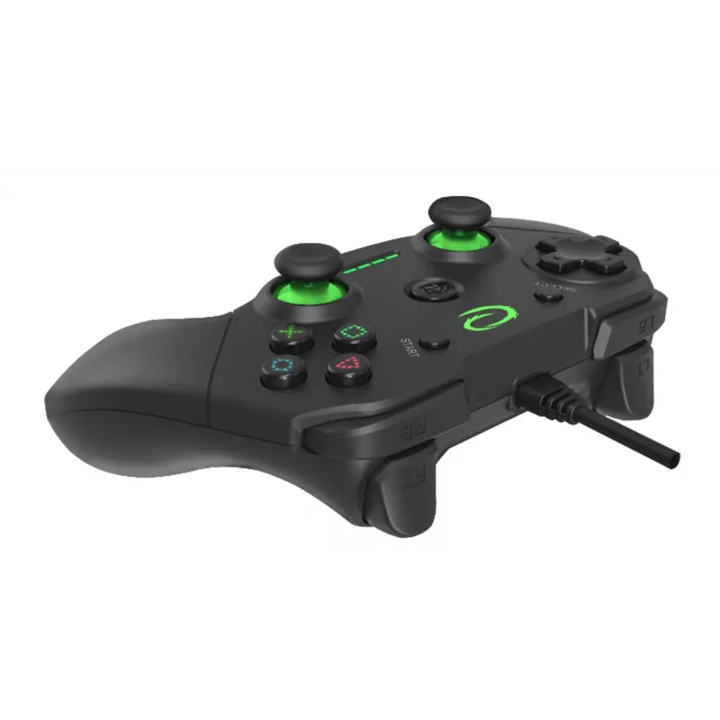 Esperanza EGG110K Vanquisher bedrade USB-gamepad voor pc/PS3, met trillingen, 12 knoppen, 2 analoge sticks, zwart/groen