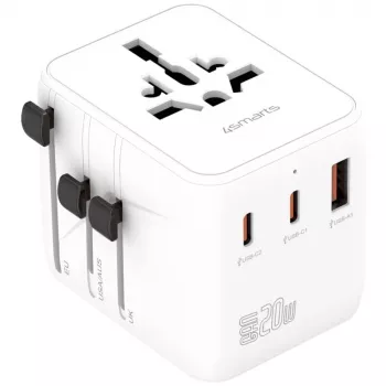 Reisadapter 20W GaN Nomad 2xUSB-C + 1xA