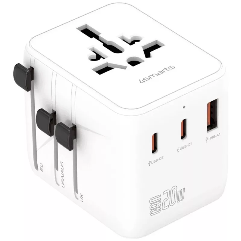 Reisadapter 20W GaN Nomad 2xUSB-C + 1xA
