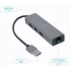 Gembird A-AMU3-LAN-01 USB-A naar Gigabit LAN-adapter met 3-poorts USB 3.0-hub, zwart
