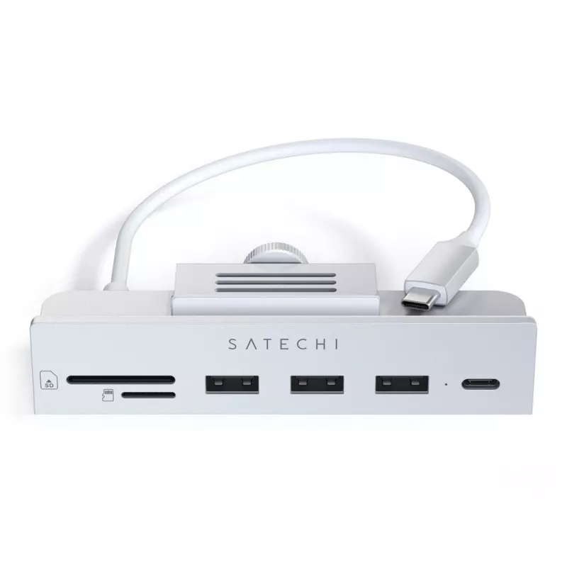Laptop-dock / poortreplicator Satechi ST-UCICHS USB 3.2 Gen 1 Type-C, USB-A-aansluitingen, SD/MicroSD, zilver