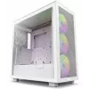PC-behuizing NZXT H7 Flow RGB Midi Tower wit — gehard glas, EATX, voor 3×120mm, USB-C