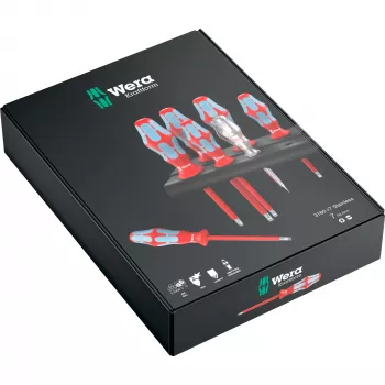 Wera 3160 i/7 Rack 05022728001 VDE-schroevendraaierset 7-delig aandrijving sleuf/kruiskop-PH (05022728001)