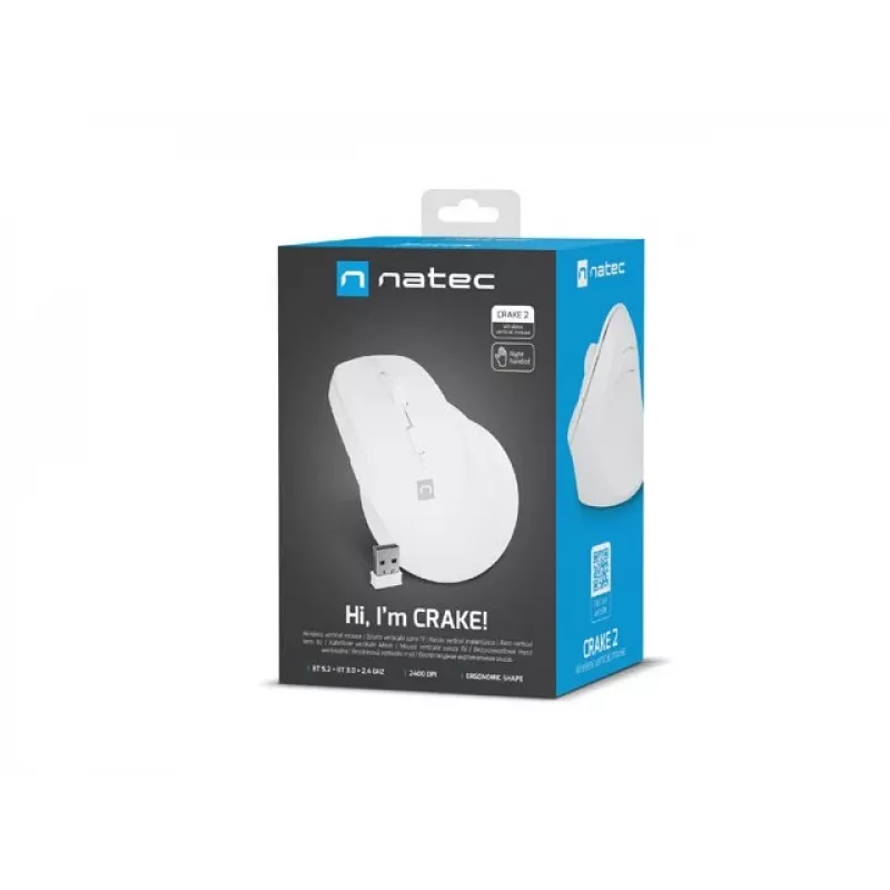 NATEC Crake 2 muis, universeel, voor rechtshandigen, RF Wireless + Bluetooth, optisch, 2400 DPI
