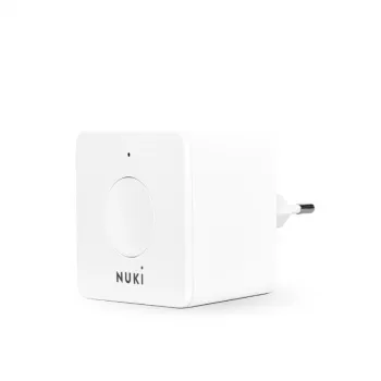 Draadloze smart-home-signaalversterker NUKI Bridge — bluetooth/wifi, 230V, bereik tot 10 m, 60×60×50 mm, wit