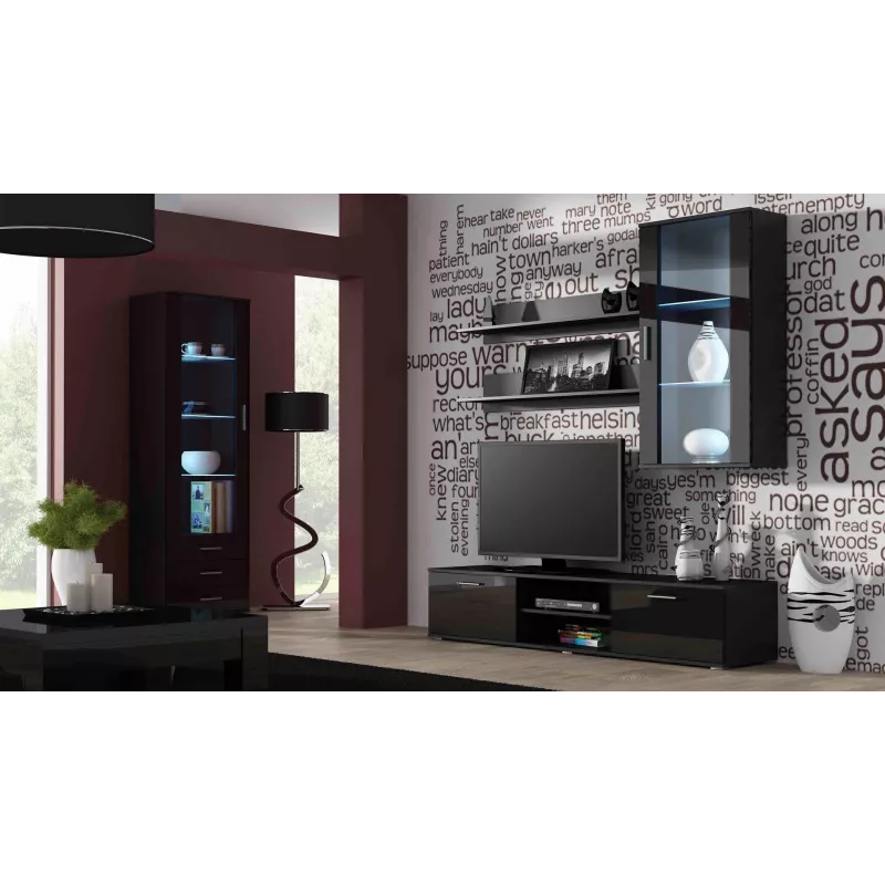 Cama tv-standaard SOHO 180 zwart/zwart glanzend