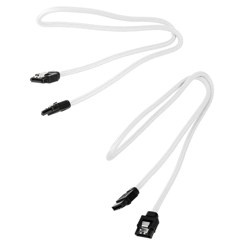 Corsair CC-8900253 Premium Sleeved SATA-kabel, 60 cm, 2 stuks, wit