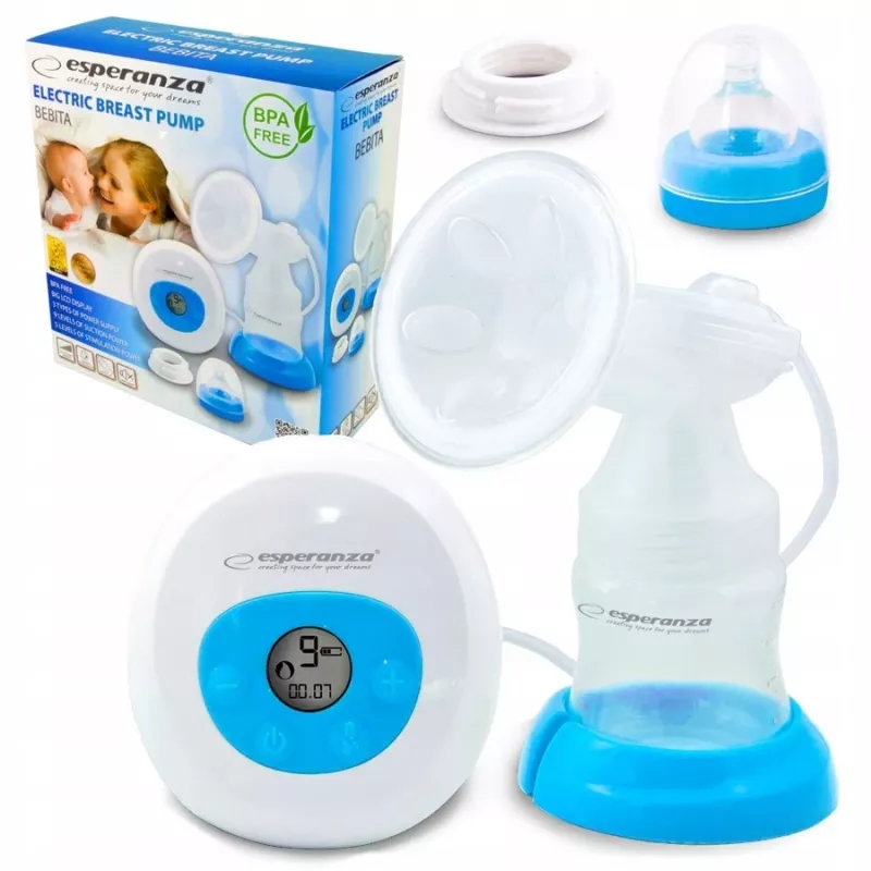 Esperanza BEBITA ECM001B Elektrische borstkolf, 150 ml, blauw