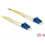 Glasvezelkabel DELOCK 80158 OS2 25 m, 2x LC naar 2x LC, 9 µm, full-duplex, geel/blauw