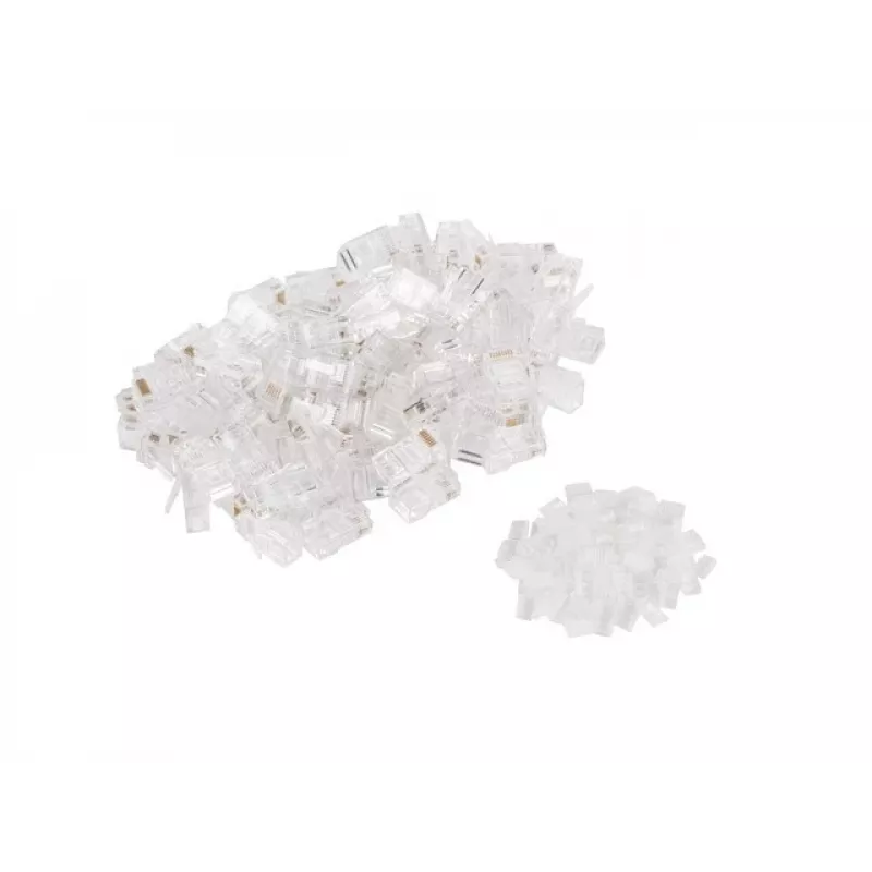 LANBERG RJ-45-stekker PLU-6000 voor Cat6 U/UTP-kabel, transparant/wit, 100-pack