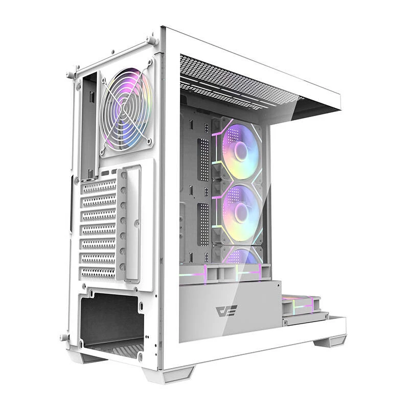 Computerbehuizing Darkflash DS900 (wit) + 7 ARGB-ventilatoren