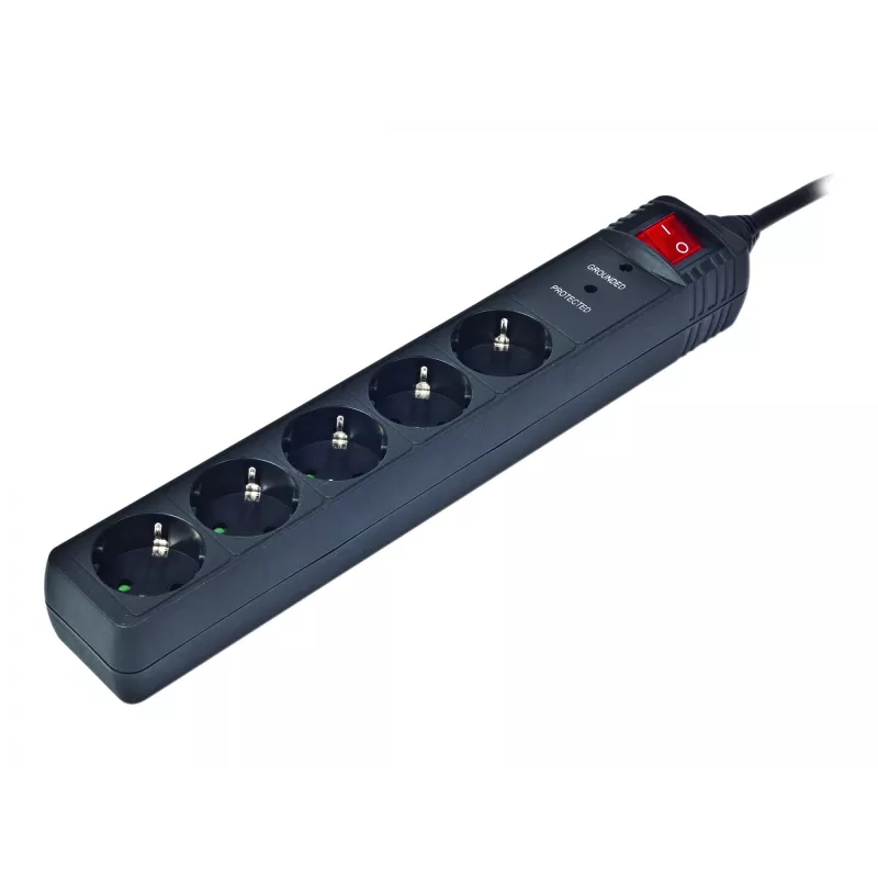 Gembird SPG5-C-5 stroomverdeler 1,5 m 5 stopcontacten zwart