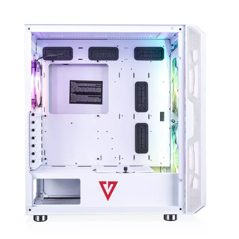 PC-behuizing MODECOM AMIRANI ARGB Midi Tower wit — ATX/ITX, 35 cm GPU, 16,5 cm CPU-koeler, 2x 200 mm ventilatoren