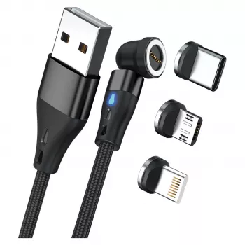 USB-kabel RealPower MagneticCharge3 1m USB A zwart