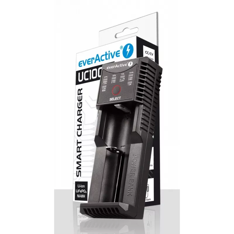 everActive UC-100C universele batterijlader met powerbankfunctie, USB-C