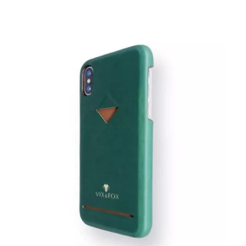 Kaarthouder-achterkant VixFox voor iPhone XSMAX – bosgroen, achterste beschermhoes met kaarthouder