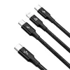 Baseus Rapid 3-in-1 USB-kabel 1,5 m USB A USB C/Micro USB A/Lightning zwart