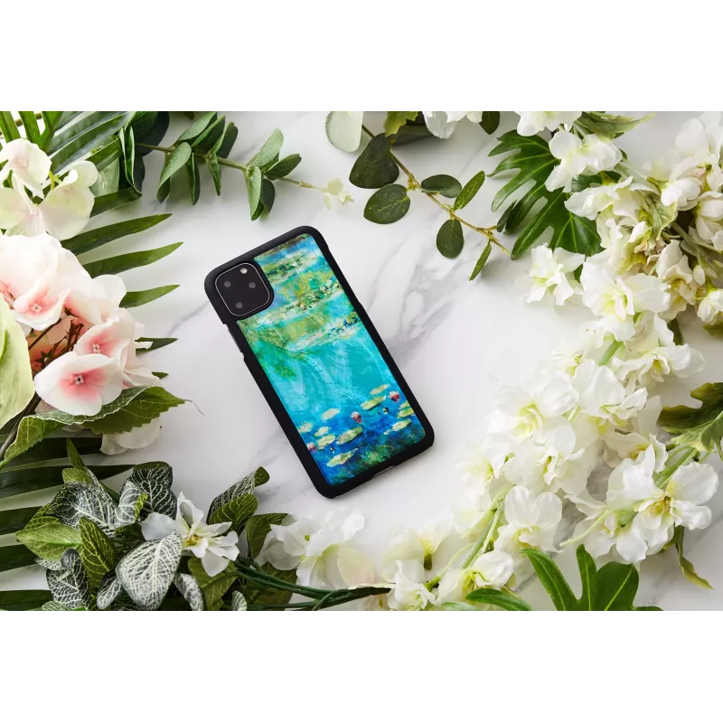 Telefoonhoesje iKins voor iPhone 11 Pro Max – waterlelie-design, zwart