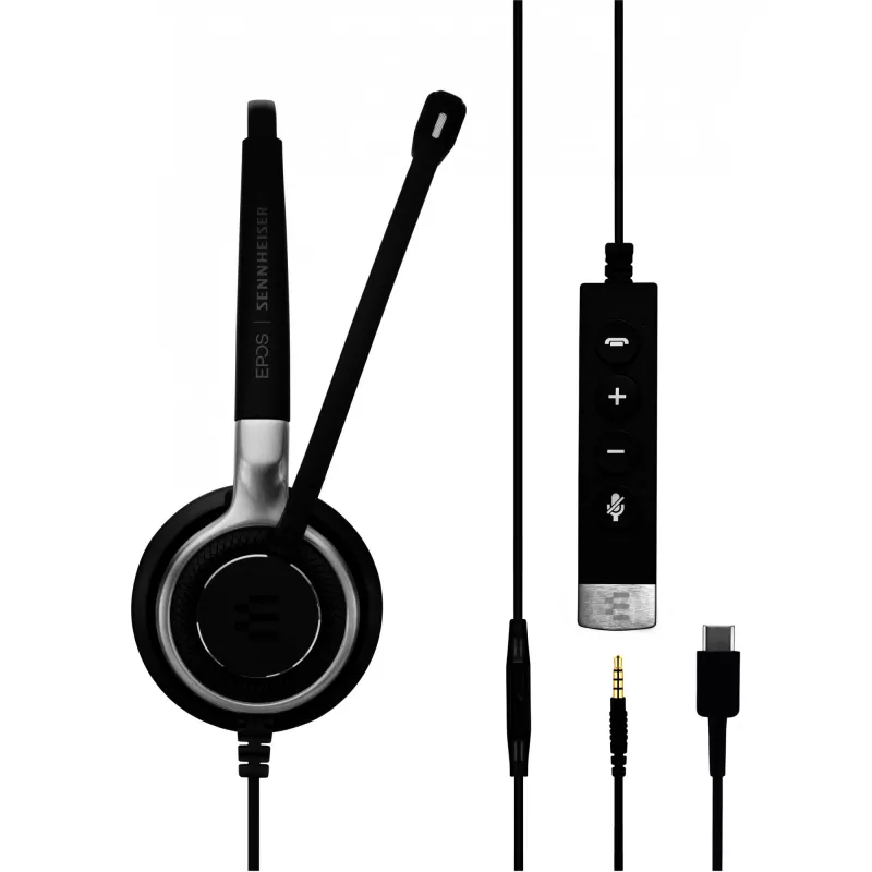 EPOS Sennheiser headset Impact SC 635 USB-C 3,5mm USBC 3,5mm mono zwart zilver (1000669)