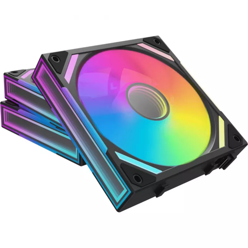 Alpenföhn 84000000228 Wing Boost 4 PWM RGB behuizingsventilatoren, 120 mm, 500–1800 rpm, 3 stuks, zwart