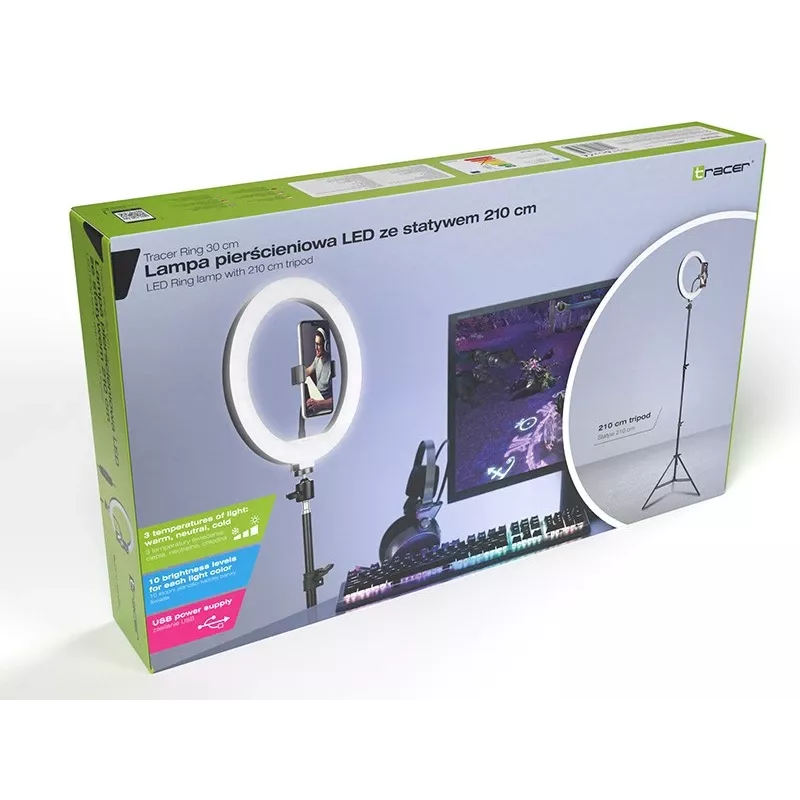 TRACER RING 30cm ringlicht met statief 210cm