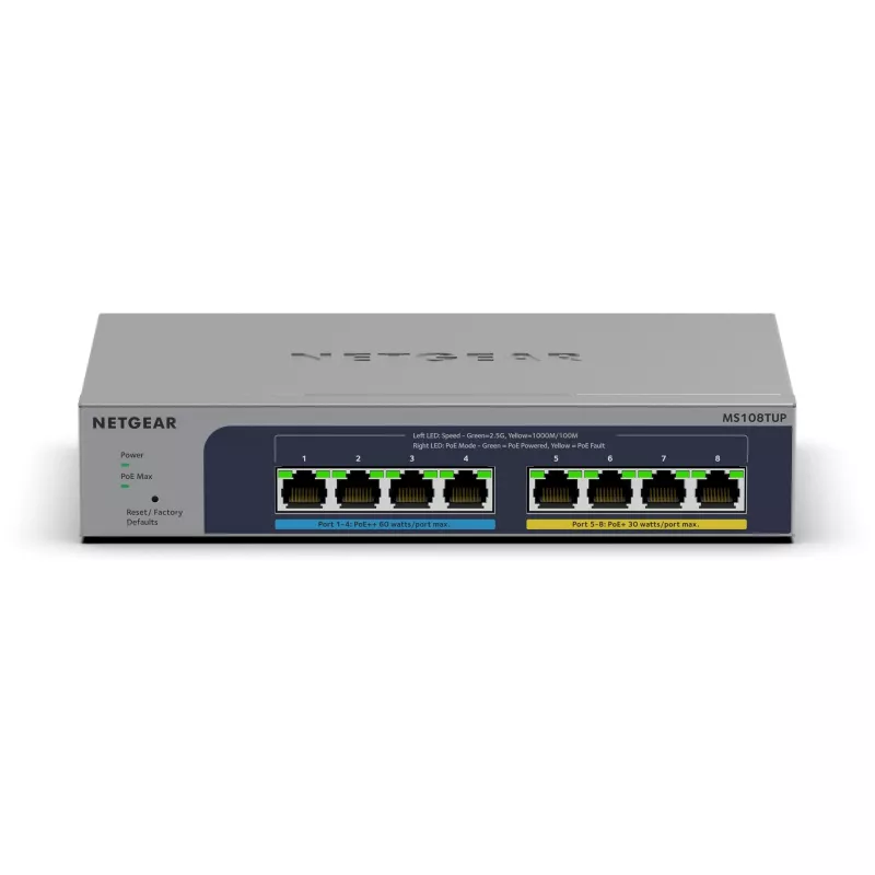 NETGEAR MS108TUP unmanaged L2 2.5G Ethernet (100/1000/2500) Power over Ethernet (PoE) grijs
